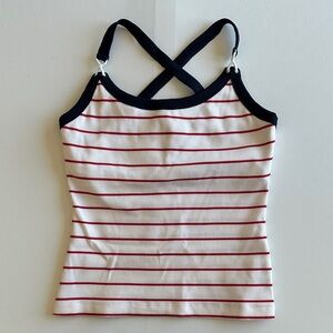 Tail Striped Ribbed Cami Tank NWT Size M Red White Navy Trim Stretch Top
